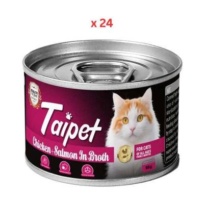 Taipet Cat Canned Wet Food Chicken & Salmon in Broth-85g Pack Of 24
