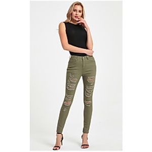 Women's Fashion Skinny Cut Out Pocket Ankle-Length Pants Daily Weekend Micro-elastic Plain Comfort Mid Waist Army Green White S M L XL XXL Lightinthebox