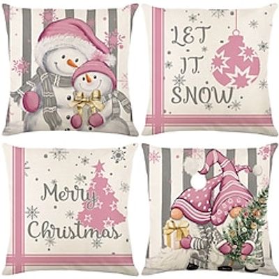 Pink Christmas 1PC Decorative Toss Pillows Xmas Throw Pillow Covers Gnomes Blue Soft Pillowcase for Bedroom Livingroom Sofa Couch Chair Bench miniinthebox