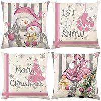 Pink Christmas 1PC Decorative Toss Pillows Xmas Throw Pillow Covers Gnomes Blue Soft Pillowcase for Bedroom Livingroom Sofa Couch Chair Bench miniinthebox - thumbnail