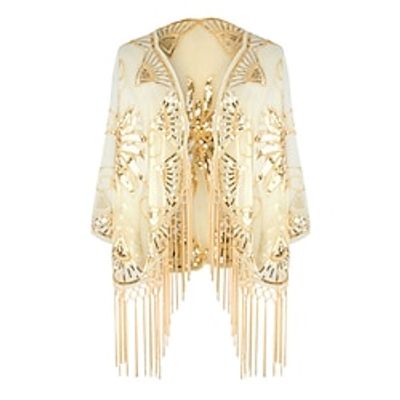 Retro Vintage Roaring 20s 1920s Shawls The Great Gatsby Flapper Girl Women's Sequins Tassel Fringe Cosplay Costume Carnival Event  Party Shawl Lightinthebox