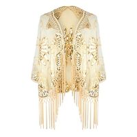 Retro Vintage Roaring 20s 1920s Shawls The Great Gatsby Flapper Girl Women's Sequins Tassel Fringe Cosplay Costume Carnival Event  Party Shawl Lightinthebox - thumbnail