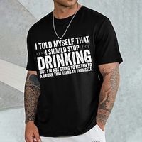Men's Plus Size Big Tall T shirt Tee Tee Crewneck Black Short Sleeves Outdoor Going out Sports Tops Basic Print Graphic Letter Clothing Apparel Cotton Blend Streetwear Stylish Casual Lightinthebox - thumbnail