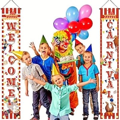 Carnival Door Couplets Door Decorations Porch Banner Sign Hanging Decorations Banner for Holiday Parade Indoor Outdoor Decorations Lightinthebox