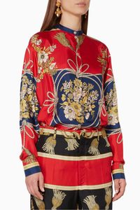 Red Floral Tassel Print Shirt Red Floral Tassel Print Shirt