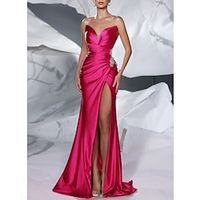 A-Line Prom Dresses Elegant Dress Formal Prom Floor Length Sleeveless Strapless Satin with Glitter Ruched Sequin 2024 Lightinthebox