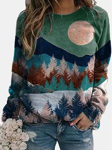 Round Neck Print Long Sleeve T-shirt