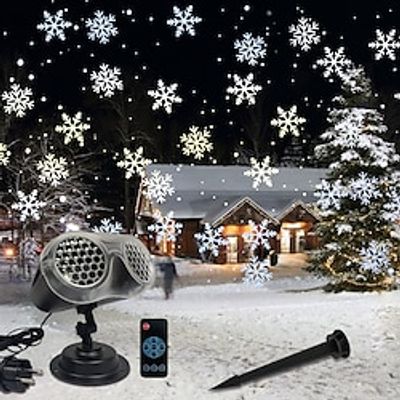 Christmas Double Barrel Snowflake Storm Large Area Projection Light Courtyard Outdoor Projection Light Remote Control Low Voltage Safety Voltage Lightinthebox