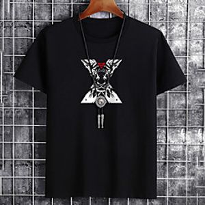 Men's Unisex Tee T shirt Hot Stamping Graphic Prints Lion Letter Plus Size Print Short Sleeve Casual Tops Cotton Basic Fashion Designer Big and Tall White Black Khaki miniinthebox