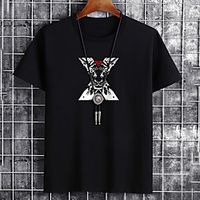 Men's Unisex Tee T shirt Hot Stamping Graphic Prints Lion Letter Plus Size Print Short Sleeve Casual Tops Cotton Basic Fashion Designer Big and Tall White Black Khaki miniinthebox - thumbnail