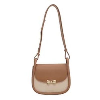 Women's Shoulder Bag PU Leather Buttons Zipper Solid Color Daily Outdoor Green Pink Khaki Lightinthebox