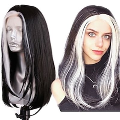 Synthetic Lace Wig kinky Straight Style 10-26 inch Mixed Color Bob 132.5 lace front Wig Women's Wig Black  White miniinthebox