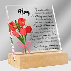 Mother's Day Ornament: Thank You Gift for Mom - Acrylic Gift with Wooden Frame, Office Inspiration, Positive Plaque with Carved Souvenir Lightinthebox