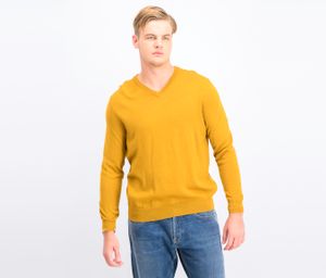 Mens V-Neck Sweater  Gold Dust