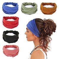 Wide Headbands For Women Non Slip Soft Elastic Hair Bands Yoga Running Sports Workout Gym Head Wraps  Knotted Cotton Cloth African Turbans Bandana Lightinthebox