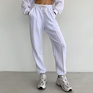 Women's Sweatpants Jogger Pants Side Pockets Drawstring Cotton Solid Color Sport Athleisure Pants Pants  Trousers Bottoms Breathable Soft Comfortable Everyday Use Street Casual Daily Outdoor Lightinthebox