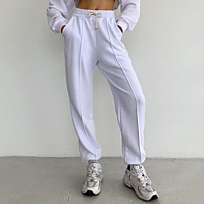 Women's Sweatpants Jogger Pants Side Pockets Drawstring Cotton Solid Color Sport Athleisure Pants Pants  Trousers Bottoms Breathable Soft Comfortable Everyday Use Street Casual Daily Outdoor Lightinthebox