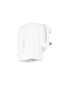 Belkin Wall Charger 32W AC Charger 20W USB-C & 12W USB-A UK Plug White