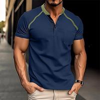 Men's T shirt Tee Henley Shirt Tee Short Sleeve Shirt Tee Top Color Block Henley Street Vacation Short Sleeve Patchwork Clothing Apparel Fashion Designer Basic Lightinthebox