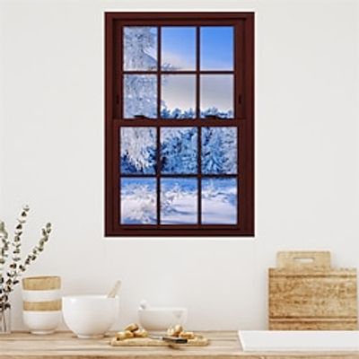 Landscape Wall Art Canvas Fake Faux Window Illusion - Fresh Snow Scene Poster Prints and Posters Landscape Portrait Pictures Decorative Fabric Painting For Living Room Pictures No Frame miniinthebox