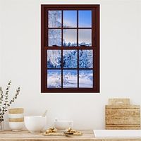 Landscape Wall Art Canvas Fake Faux Window Illusion - Fresh Snow Scene Poster Prints and Posters Landscape Portrait Pictures Decorative Fabric Painting For Living Room Pictures No Frame miniinthebox - thumbnail
