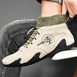 Men's Sneakers Sporty Casual Athletic Outdoor Running Shoes Walking Shoes Nappa Leather Cowhide Breathable Handmade Non-slipping Booties / Ankle Boots Black Beige Gray Spring Summer miniinthebox