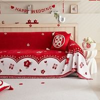 Throw Blankets for Couch and Bed, Soft Cozy Sofa Cover Chenille Blanket with Tassel ,Decorative Blankets and Throws, Red Yarn-dyed Blanket for Wedding Lightinthebox
