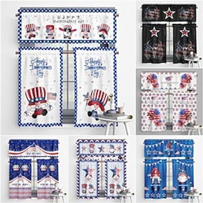 Kitchen Curtains Window Valance Curtains, American Flag Short Cafe Curtains Farmhouse For Livingroom, Bedroom, Balcony, Door, Cabinet miniinthebox