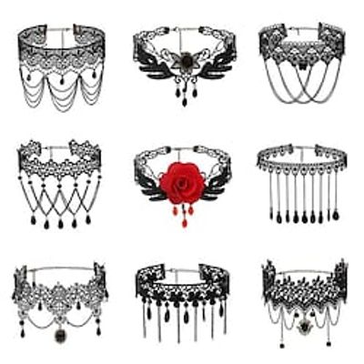 Choker Necklace Lace Tattoo Choker Punk Goth Fashion Gothic Lolita Jewelry Retro Vintage Style Lace Up Artificial Gemstones Lace Alloy Women's Girls' Costume Jewelry miniinthebox