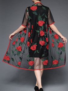 Vintage Dress And Embroidery Cardigan Two Pieces Suits