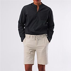 Men's Shirt Solid Color Long Sleeve Casual Tops Casual White Black Red miniinthebox