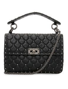 Medium Rockstud Spike Shoulder Bag - Black