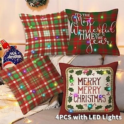 Christmas LED Lights Throw Pillow Cover 4PC Xmas Party Soft Decorative Square Cushion Pillowcase for Bedroom Livingroom Sofa Couch Chair Superior Quality Lightinthebox Christmas LED Lights Throw Pillow Cover 4PC Xmas Party Soft Decorative Square Cushion Pillowcase for Bedroom Livingroom Sofa Couch Chair Superior Quality Lightinthebox
