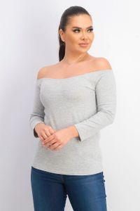 Womens 3/4 Sleeve Top  Heather Grey