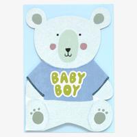 Raspberry Blossom Baby Boy Greeting Card (16.2 x 11.4cm) - thumbnail