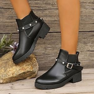 Women's Boots Chelsea Boots Daily Booties Ankle Boots Block Heel Chunky Heel Punk Minimalism Faux Leather Black miniinthebox