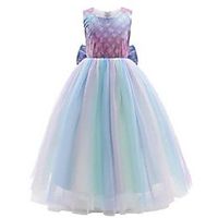 designed girl's dresses 2021 new sleeveless mesh laser mermaid princess skirt fluffy skirt girl long skirt dress Lightinthebox - thumbnail