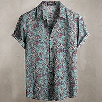Graphic Boho Comfortable Fashion Casual Men's Shirt Button Up Shirt Casual Shirt Hawaiian Vacation Casual Daily Spring Summer Turndown Short Sleeves Burgundy, Blue S, M, L Polyester Shirt Lightinthebox
