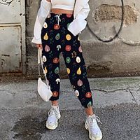 Women's Fashion Casual  Sporty Comfort Fitness Weekend Sweatpants Pants Graphic Fruit Full Length Pocket Elastic Drawstring Design Print Black Lightinthebox - thumbnail
