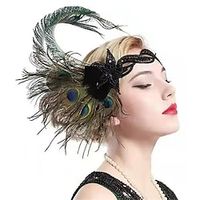 Head Jewelry Flapper Headband Feathers Headband Retro Vintage 1920s Alloy For The Great Gatsby Cosplay Carnival Women's Costume Jewelry Fashion Jewelry miniinthebox - thumbnail