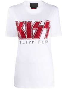 Philipp Plein Kiss embellished T-Shirt - White