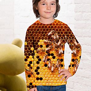 Kids Boys' T shirt Long Sleeve 3D Print Animal Yellow Children Tops Fall Active Regular Fit 4-12 Years Lightinthebox
