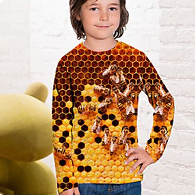 Kids Boys' T shirt Long Sleeve 3D Print Animal Yellow Children Tops Fall Active Regular Fit 4-12 Years Lightinthebox