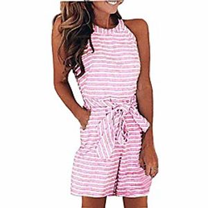 Women's Simple Pink Black Blue Romper Stripes Lightinthebox