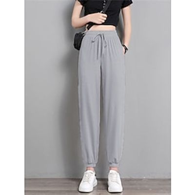 Women's Sweatpants Pants Trousers Full Length Pocket High Waist Fashion Streetwear Outdoor Street Black Pink S M Winter Autumn  Fall Lightinthebox