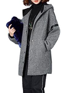 OUBOGJ Casual Loose Hooded Blends Coat