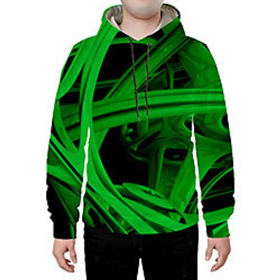 Men's Plus Size Pullover Hoodie Sweatshirt Geometric Abstract 3D Hooded Daily Going out 3D Print 3D Print Casual Hoodies Sweatshirts  Blue Purple Green miniinthebox