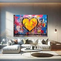 Handmade Textured love Oil Painting Textured Canvas Art Abstract Art Heart Handmade Painting Modern Living Room Wall Decor Lightinthebox