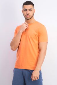 Mens Short Sleeve 4 Button Henley T-Shirt  Orange