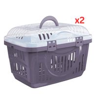 Georplast Rocket Pet Carrier Transparent Lid - Navyblue (Pack of 2)